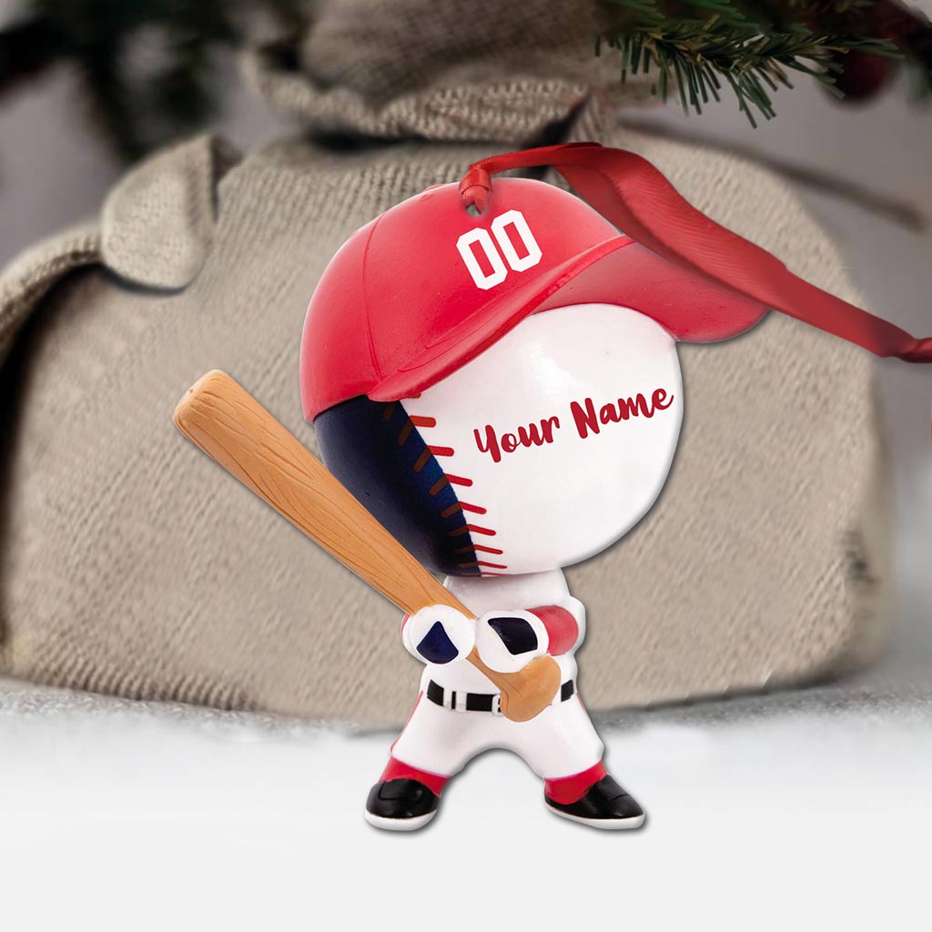Baseball Figure - Personalized Christmas Baseball Ornament (Printed On Both Sides)