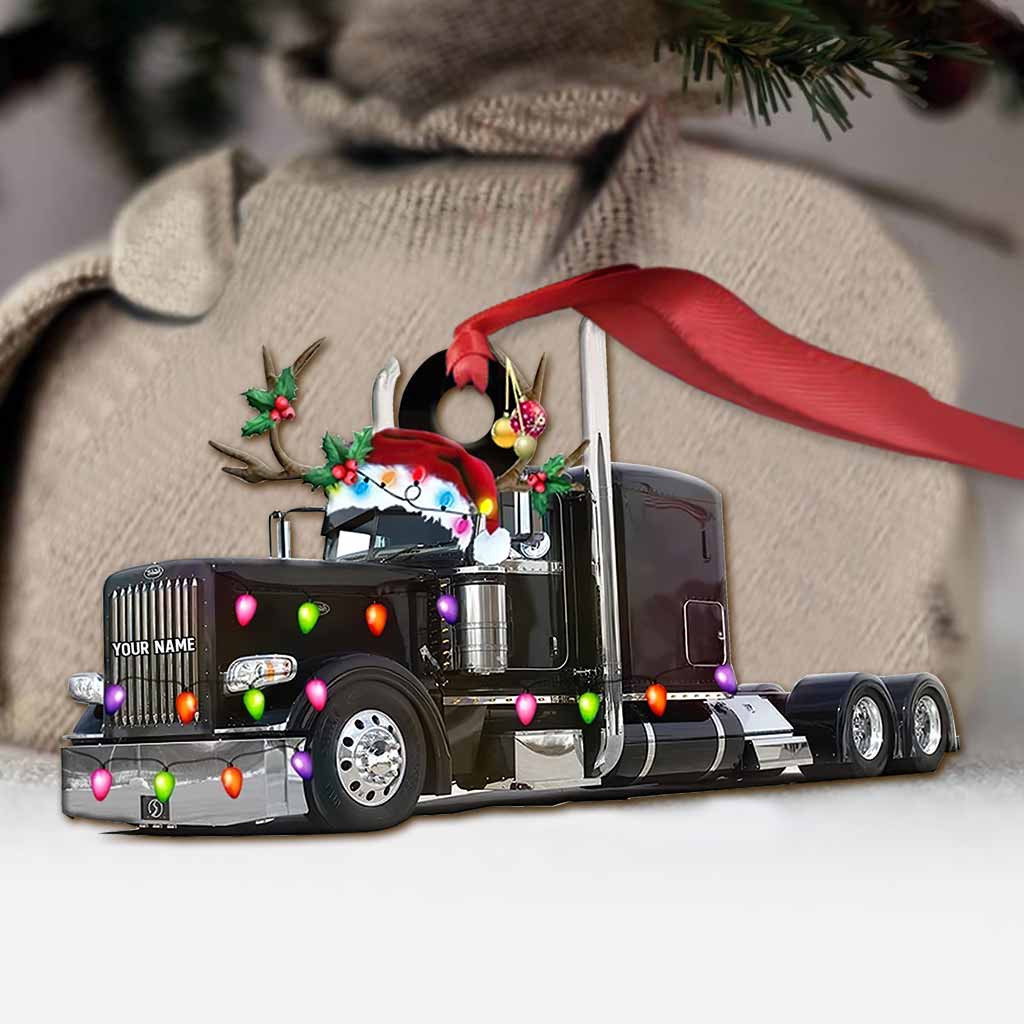 Trucker Shaped Ornament - Personalized Christmas Ornament (Printed On Both Sides)