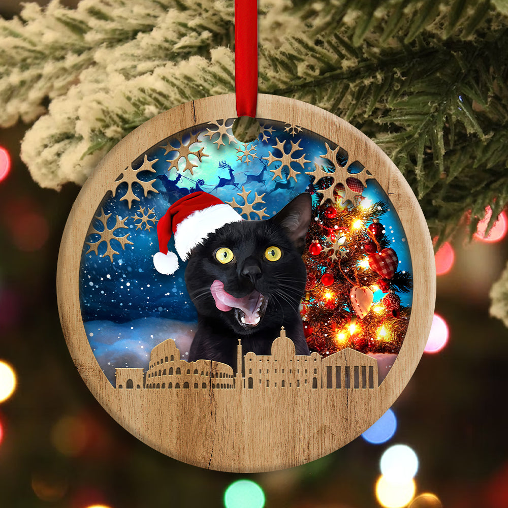 Black Cat Christmas Vibe - Cat Ornament (Printed On Both Sides) 1022