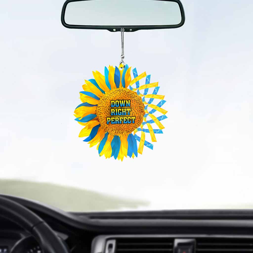 Down Right Perfect - Down Syndrome Awareness Car Ornament (Printed On Both Sides)