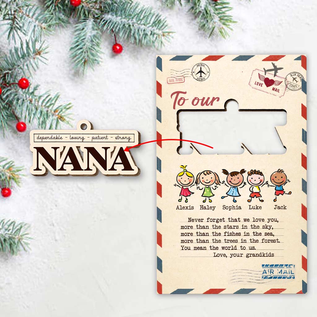 To Our Grandma - Personalized Christmas Grandma Wooden Card Pop Out Ornament