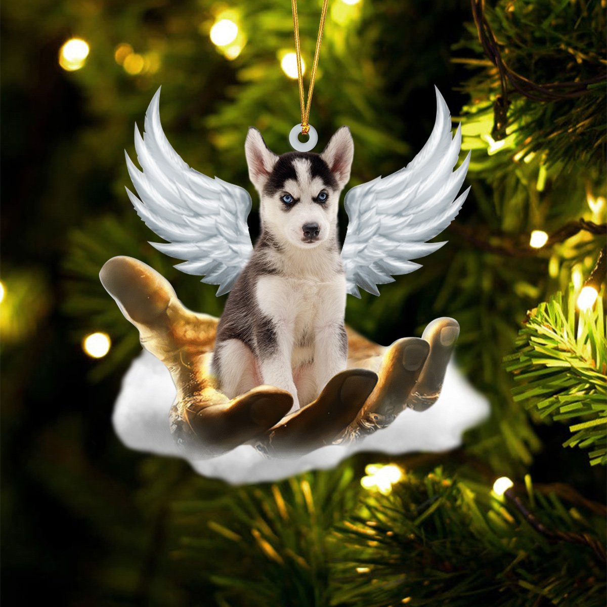 Husky On The Hands Of Jesus - Dog Ornament (Printed On Both Sides) 1022