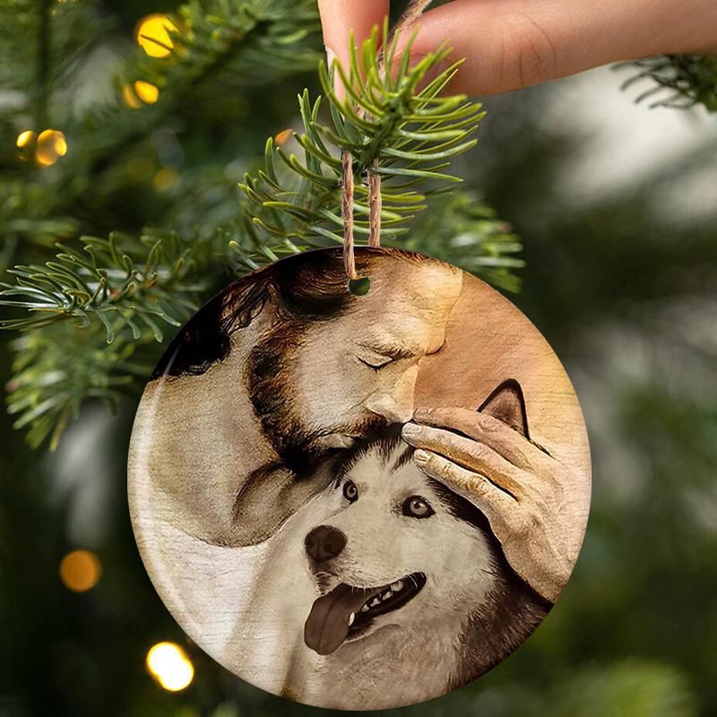 Husky With Jesus - Dog Ornament (Printed On Both Sides) 1022