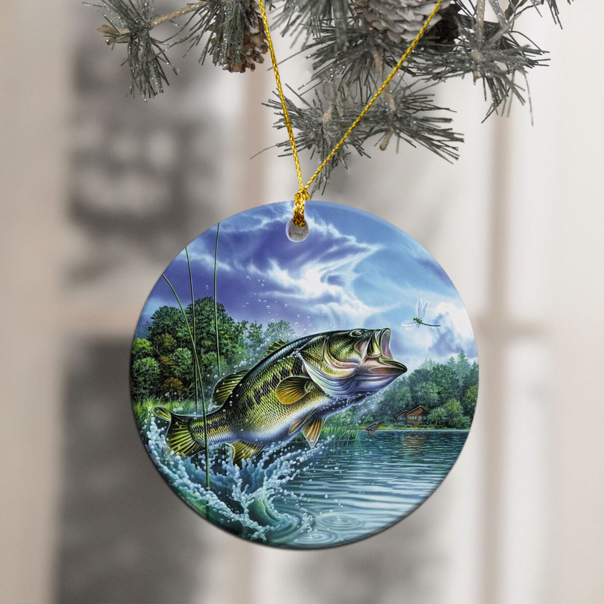 Love Bass Fishing - Fishing Ornament (Printed On Both Sides) 1022