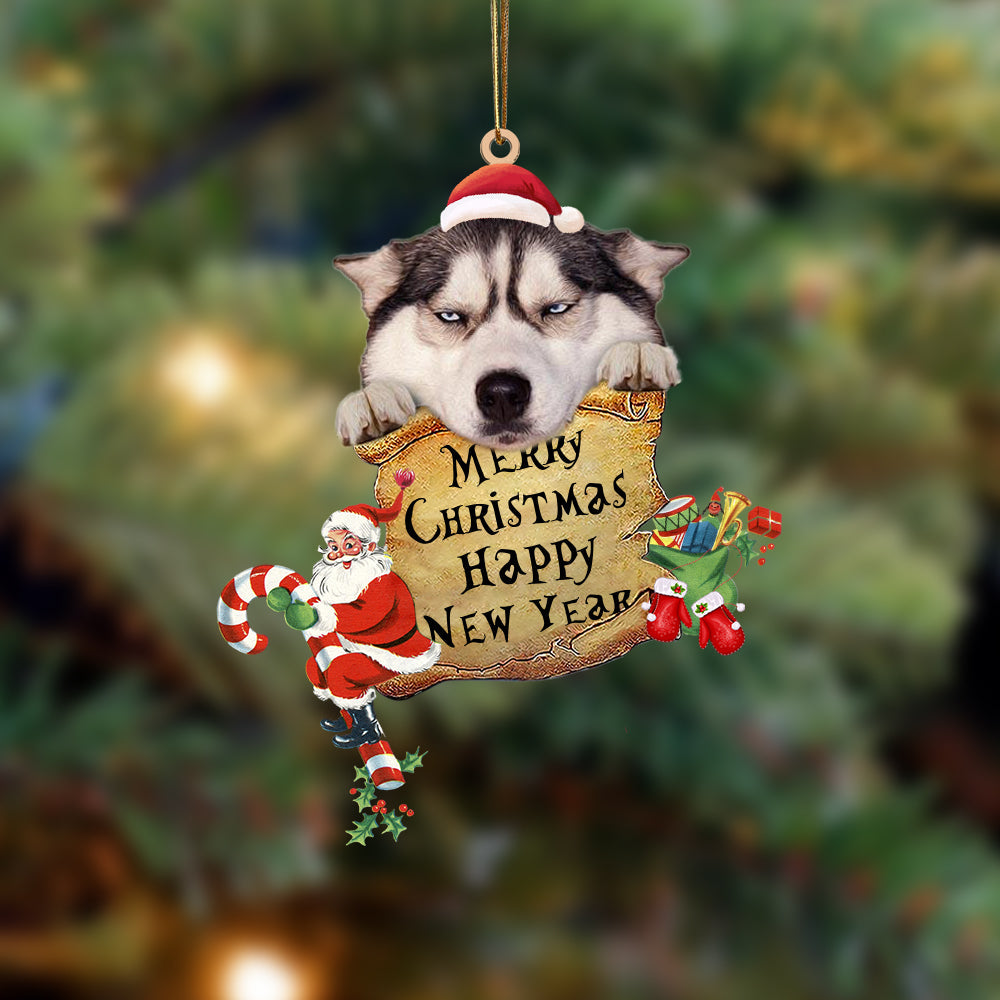 Husky Funny Merry Christmas - Dog Ornament (Printed On Both Sides) 1022