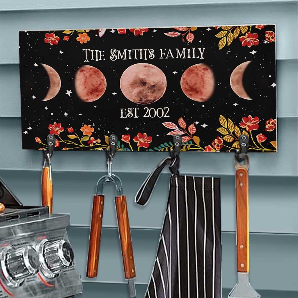 Moon Phase Floral - Personalized Witch Key Rack