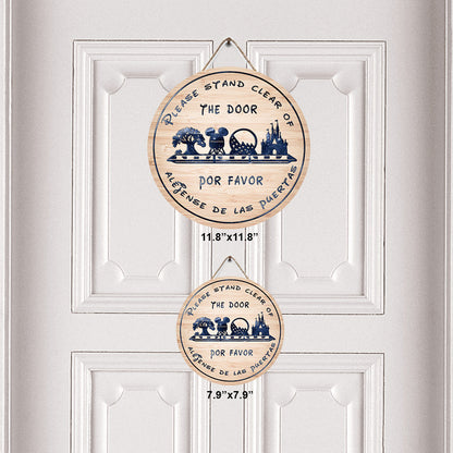 Please Stand Clear Of The Doors - Mouse Round Wood Sign