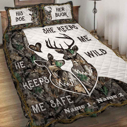 Hunting Couple - Personalized Quilt Set 1220