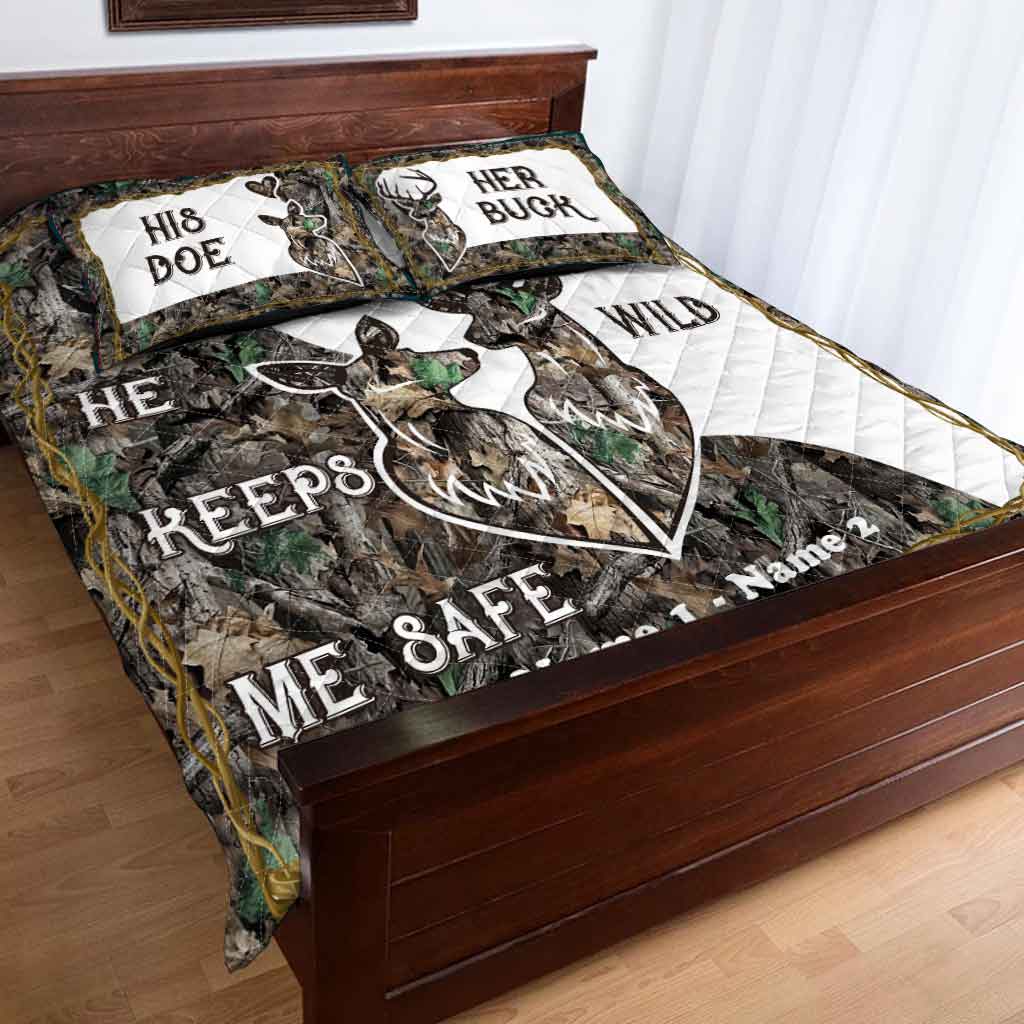 Hunting Couple - Personalized Quilt Set 1220