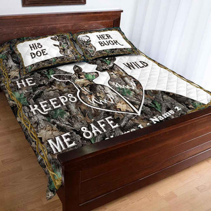 Hunting Couple - Personalized Quilt Set 1220
