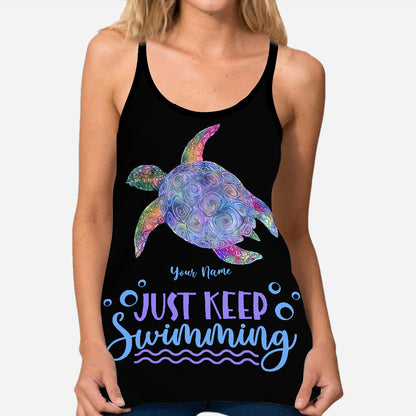 Beautiful Turtle - Personalized Cross Tank Top and Leggings