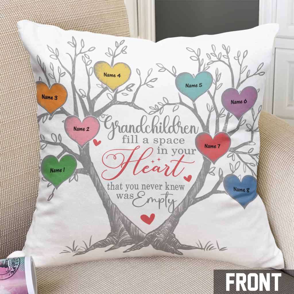 Mom Grandma Family Tree Heart - Personalized Throw Pillow