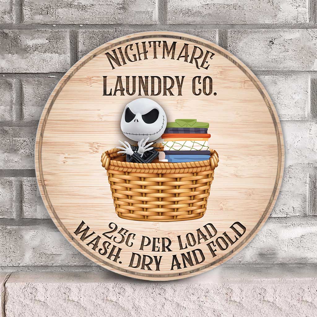 Laundry Co - Nightmare Round Wood Sign