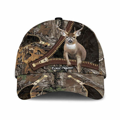 Hunting Deer Lovers - Personalized Leather Pattern Print Classic Cap With Printed Vent Holes