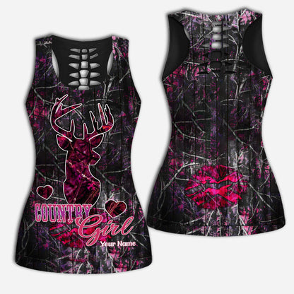 Country Girl Camo - Personalized Hunting Hollow Tank Top and Leggings