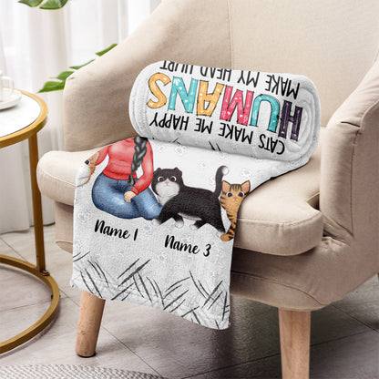 Cats Make Me Happy - Personalized Cat Blanket