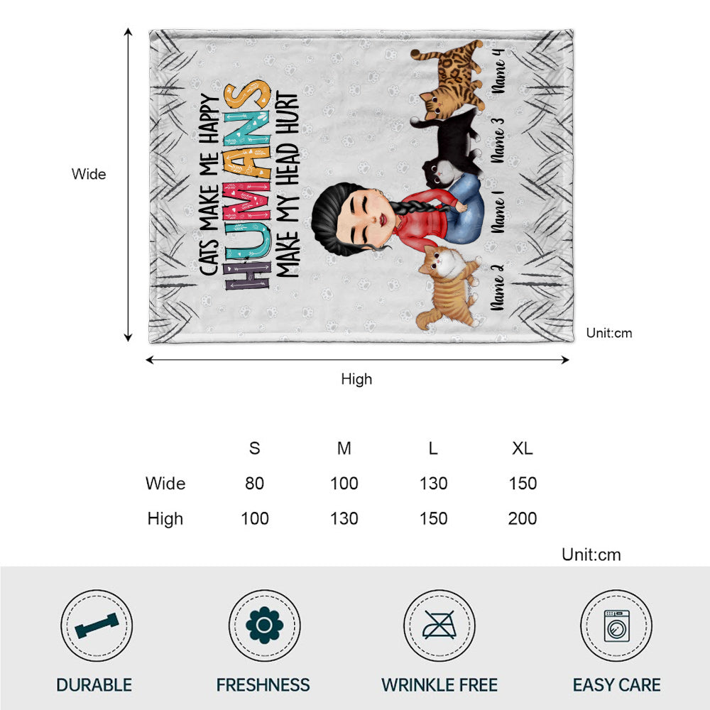 Cats Make Me Happy - Personalized Cat Blanket