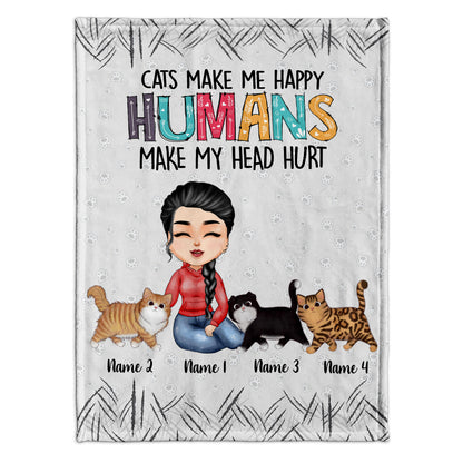 Cats Make Me Happy - Personalized Cat Blanket