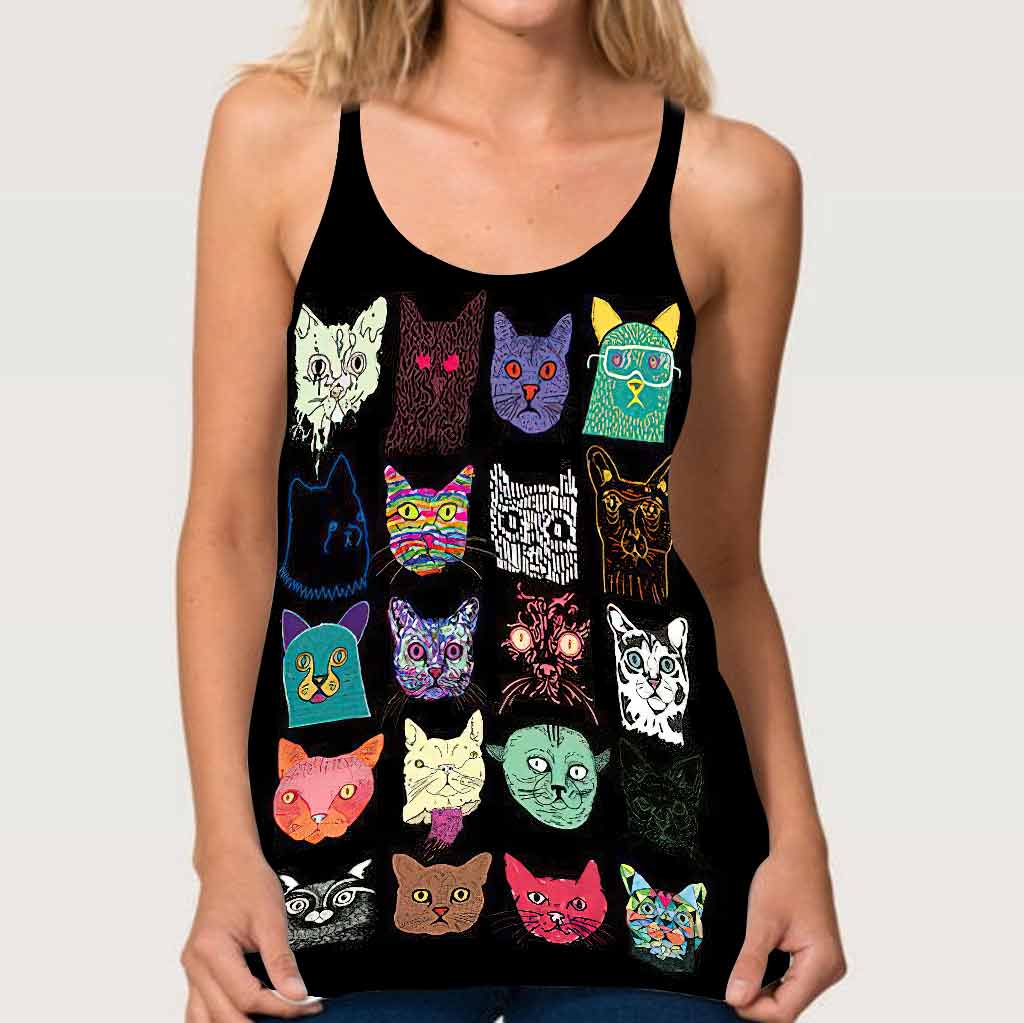 Halloween Cats Cross Tank Top