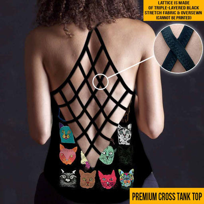 Halloween Cats Cross Tank Top