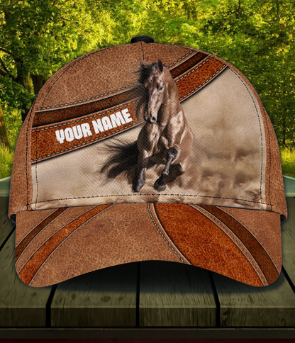 Brown Horse Running Personalized Horse Classic Cap 0523