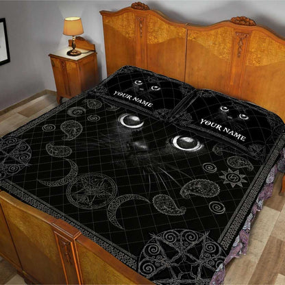 Witchy Black Cat - Personalized Witch Quilt Set