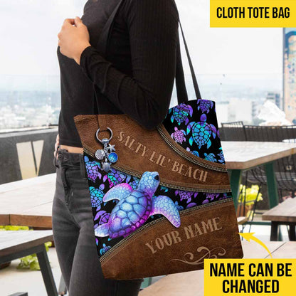 Salty Lil Beach - Turtle Personalized Tote Bag