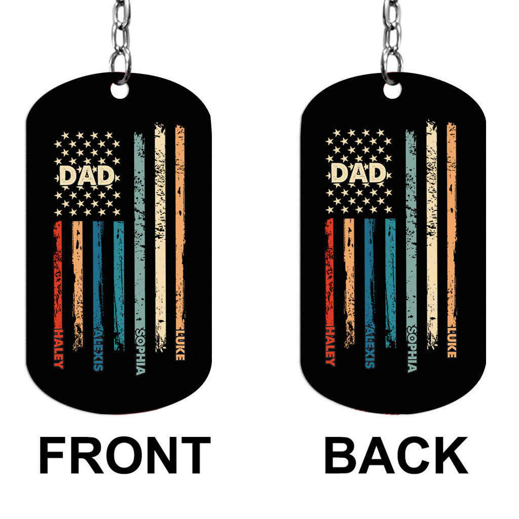 Stars And Stripes - Personalized Independence Day Father Stainless Steel Keychain