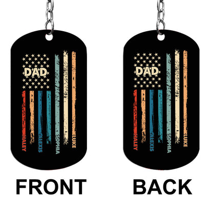 Stars And Stripes - Personalized Independence Day Father Stainless Steel Keychain