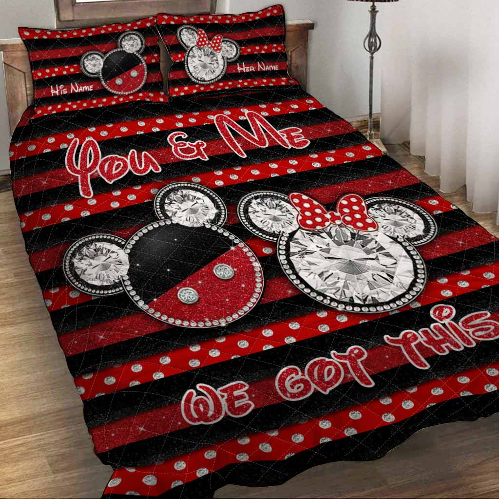 You And Me We Got This - Personalized Couple Mouse Quilt Set With 3D Pattern Print