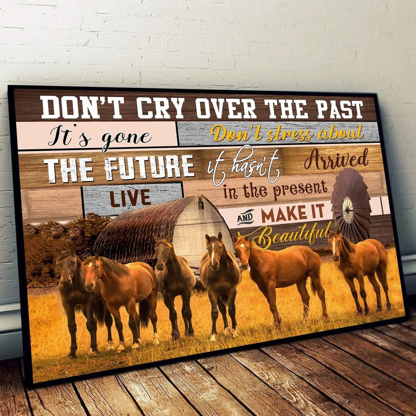 Don'T Cry Over The Past Horse Canvas and Poster 0523