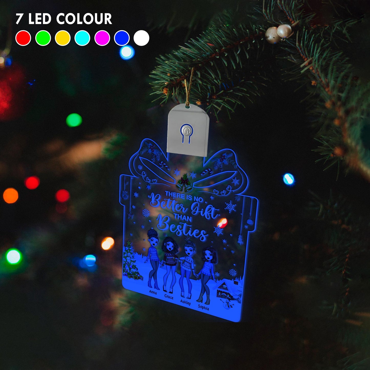 There Is No Better Gift Than Besties - Personalized Christmas Bestie Shaped Led Acrylic Ornament