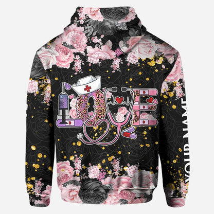 Love Nursing Black Pink - Personalized Nurse Hoodie And Leggings