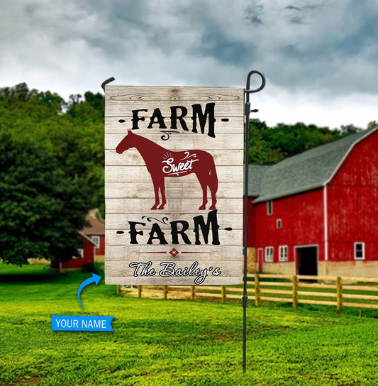 Farm Sweet Farm Personalized Horse Garden Flag 0523