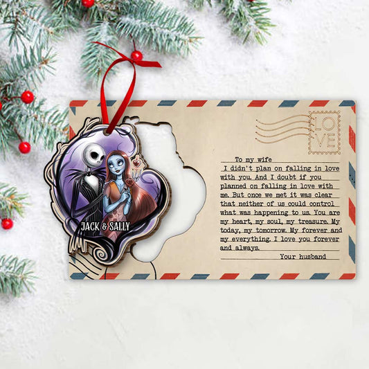 To My Love Nightmare Couple - Personalized Christmas Nightmare Wooden Card Pop Out Ornament