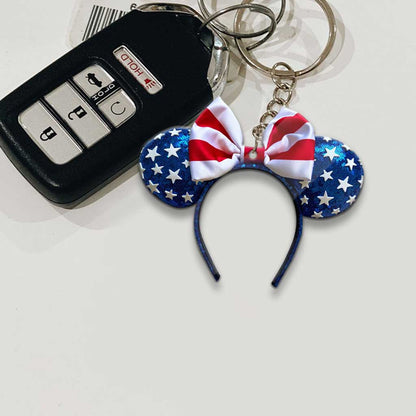Happy 4th Of July - Independence Day Mouse Keychain With  3D Pattern Print (Printed On Both Sides)