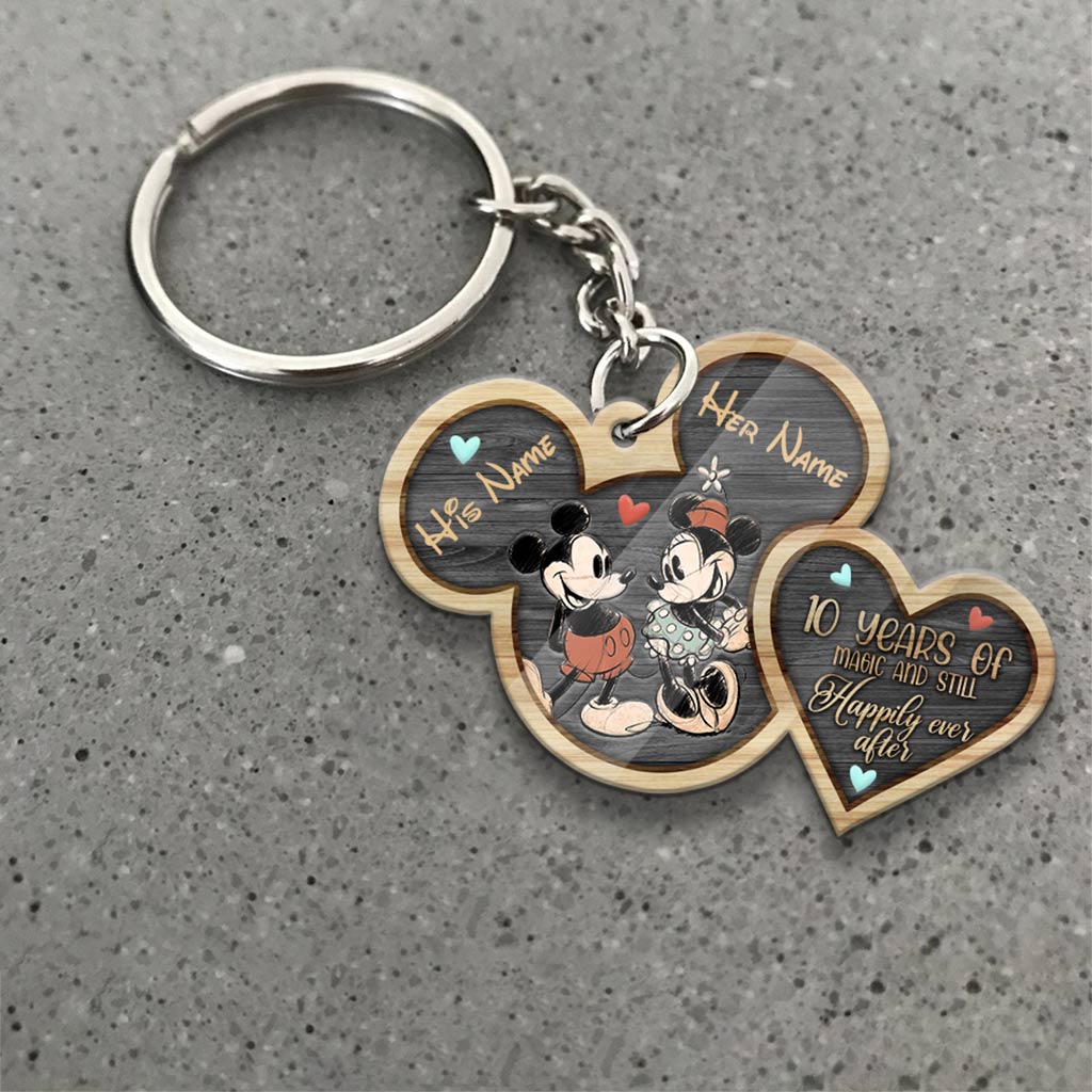 Still Happily Ever After - Personalized Couple Mouse Keychain (Printed On Both Sides)