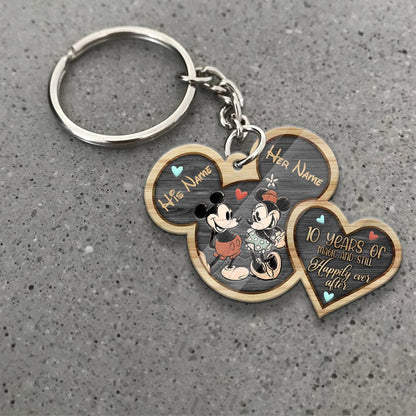 Still Happily Ever After - Personalized Couple Mouse Keychain (Printed On Both Sides)