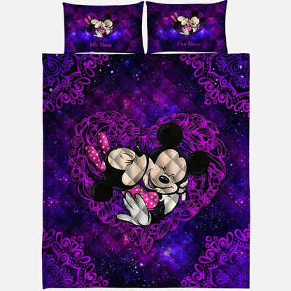 Lovely Couple - Personalized Mouse Quilt Set