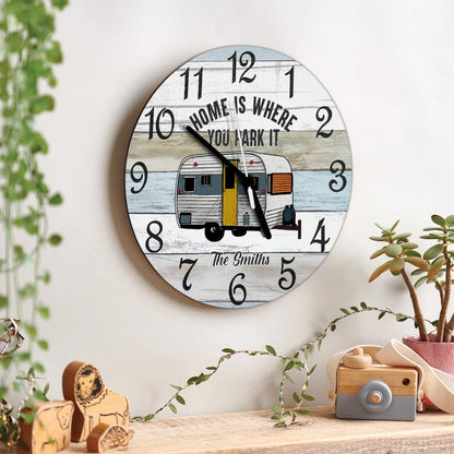 Home Is Where You Park It - Personalized Camping Wall Clock