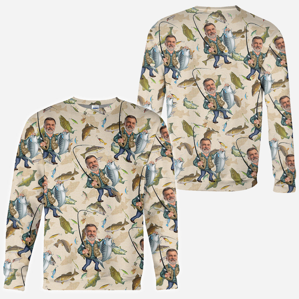 Photo Inserted Funny Fishing - Personalized Fishing All Over Shirt