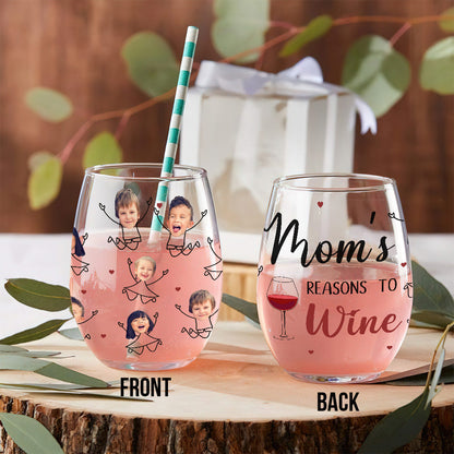 Mama's Reason To Wine - Personalized Mother's Day Mother All Over Wine Glass
