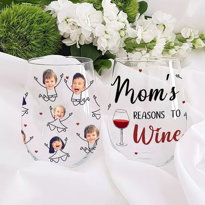 Mama's Reason To Wine - Personalized Mother's Day Mother All Over Wine Glass