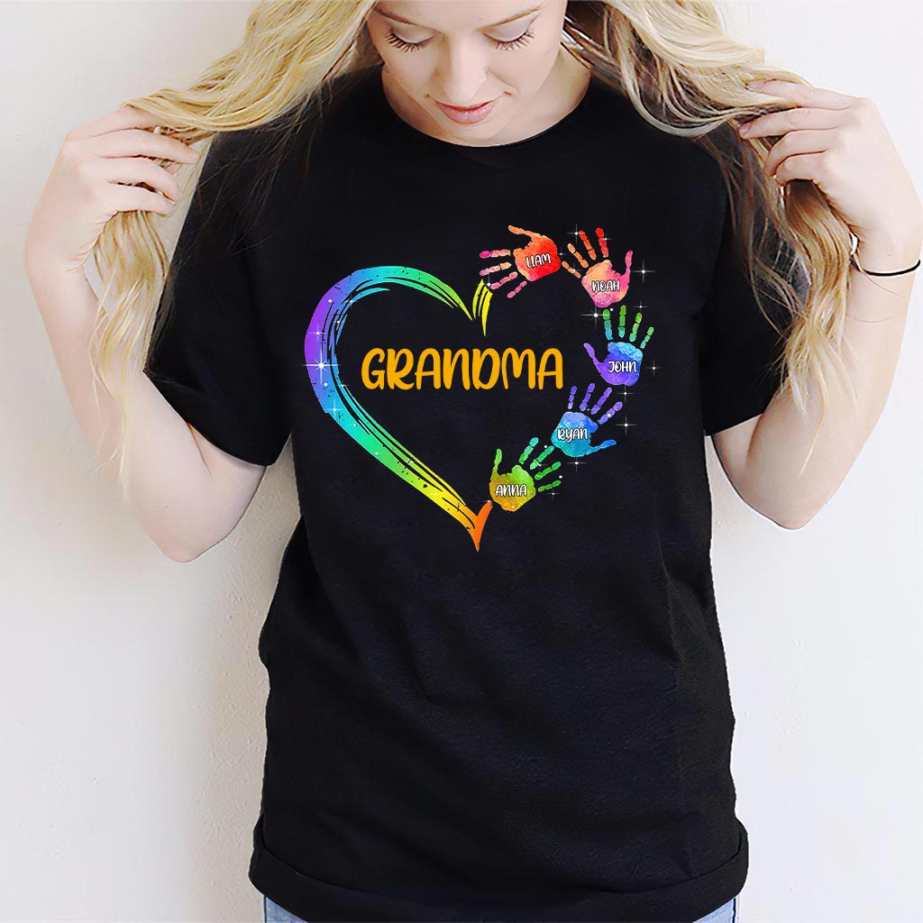Grandma Heart Prints - Personalized Grandma T-shirt and Hoodie