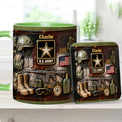 This We'll Defend - Personalized Veteran Accent Mug & Coaster