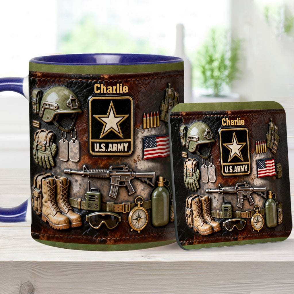 This We'll Defend - Personalized Veteran Accent Mug & Coaster