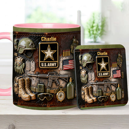 This We'll Defend - Personalized Veteran Accent Mug & Coaster