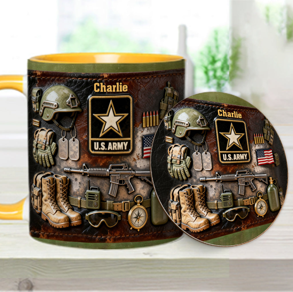 This We'll Defend - Personalized Veteran Accent Mug & Coaster