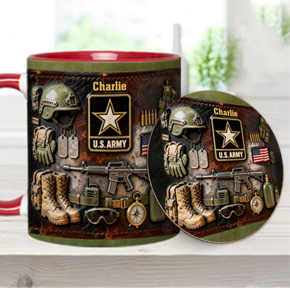 This We'll Defend - Personalized Veteran Accent Mug & Coaster