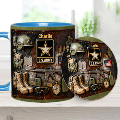 This We'll Defend - Personalized Veteran Accent Mug & Coaster